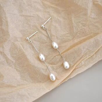 Saskia White Ivory Pearl Drop Ball Gift Earrings, 2 of 4