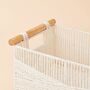 Set Of Two White Woven Baskets With Wood Handles, thumbnail 4 of 4