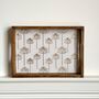 Wood Serving Tray With Handle, Cream And Gold India Print, thumbnail 1 of 7