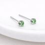 Sterling Silver Peridot Micro Stud Earrings – 3mm, thumbnail 2 of 3