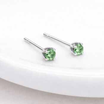 Sterling Silver Peridot Micro Stud Earrings – 3mm, 2 of 3