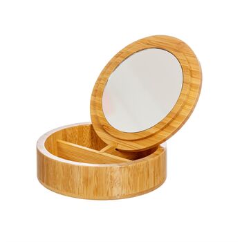 Round Bamboo Jewellery Box With Mirror, 2 of 5