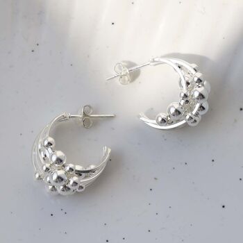 Sterling Silver Bubble Hoop Studs, 3 of 9