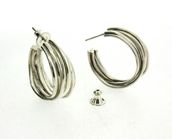 Silver Or Gold Plated Vermeil Coil Hoop Earrings, 3 of 4