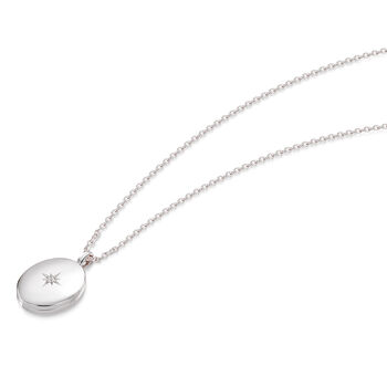 Little Sterling Silver Oval Locket With Clear Crystal, 6 of 8