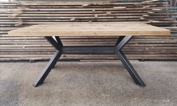 Reclaimed Industrial Open X Table, 3 of 4
