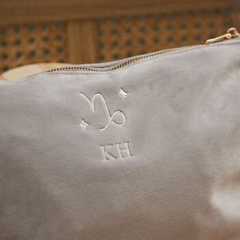 Personalised Zodiac Large Taupe Velvet Bag, 2 of 5