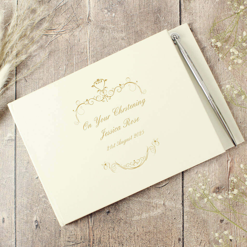Personalised Gold Ornate Swirl Guest Book, 1 of 5