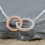 Rose Or Yellow Gold 9ct And Silver Unity Necklace, thumbnail 1 of 4