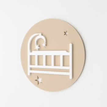 Nursery Door Sign – Beige Cot And Moon Design, 2 of 4