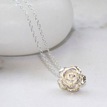 Flower Rose Gold Plated Sterling Silver Necklace, 8 of 11