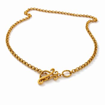 Vintage Toggle Clasp Necklace In 18 K Gold Adjustable Belcher Chain Waterproof Jewellery, 7 of 8