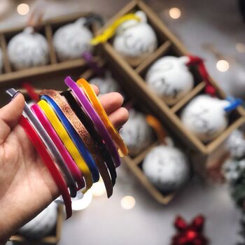 Personalised Hand Lettered Ceramic Christmas Baubles, 3 of 9