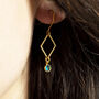 Gold Plated Rhombus Birthstone Earrings, thumbnail 4 of 11