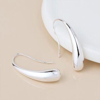 Sterling Silver Molten Teardrop Earrings – 25mm, 7 of 8