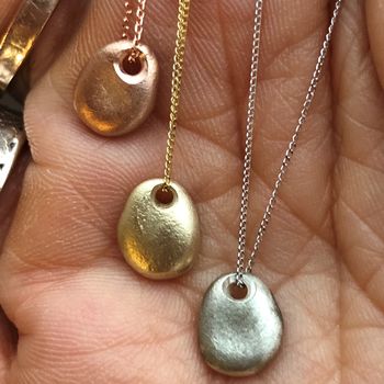 Tiny Solid Gold Pebble Charm Necklace, 3 of 4