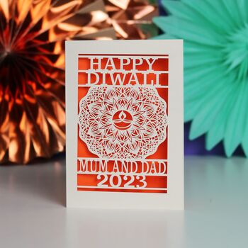 Personalised Papercut Diwali Mandala Card A5, 5 of 9