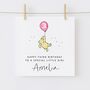 Personalised Winnie The Pooh Daughter 2nd Birthday Card Pink Balloon *Age Options, thumbnail 3 of 3