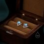 Sterling Silver Blue Opal Chevron Stud Earrings, thumbnail 3 of 12