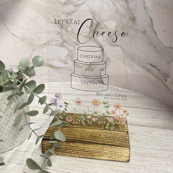 Floral Personalised Cheese Sign Clear, 5 of 7