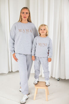 Mama Est Embroidered Personalised Jumper And Jogger Set Matching Mini Available, 2 of 12