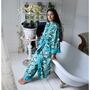 Ladies Green Leaf Print Cotton Dressing Gown, thumbnail 5 of 5