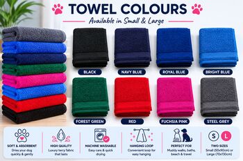 Personalised Pet Towel With Name And Paw Prints, 4 of 5