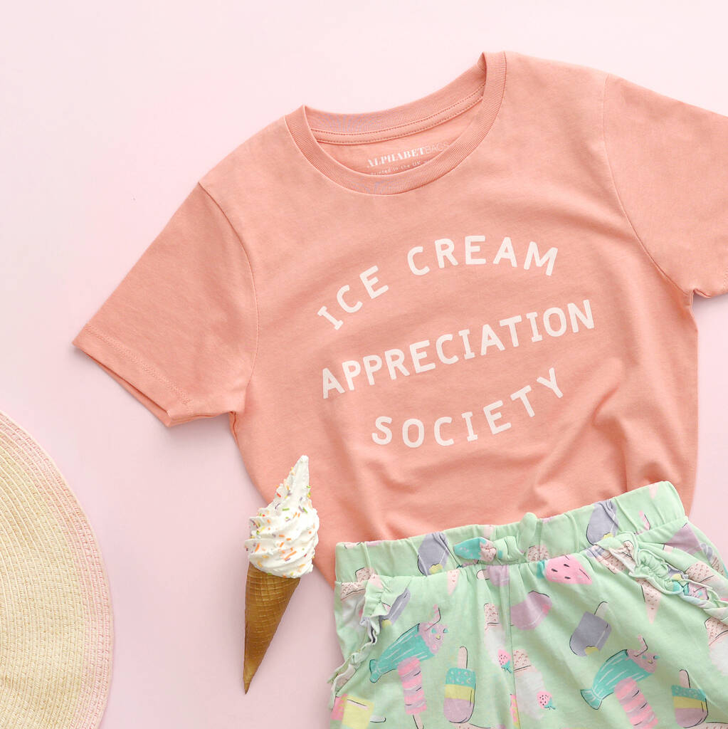 'Ice Cream Appreciation Society' Kid's Peach T Shirt, 1 of 7
