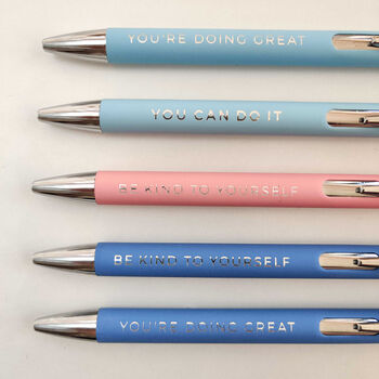 Encouraging Pen: 'Be Kind To Yourself' In Dusky Blue, 3 of 4