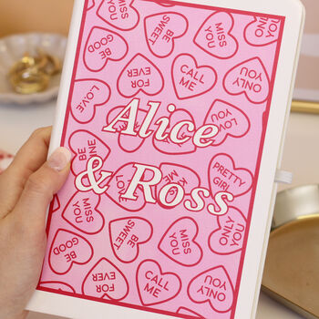 Personalised Love Heart Sweets Notebook For Couples, 3 of 6