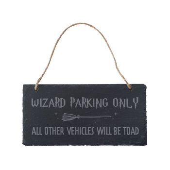 Enchanted Emporium 'Wizard Parking Only, All Other Vehicles Will Be Toad' Illustrated Slate Sign | Homeware | Home Decor, 2 of 2
