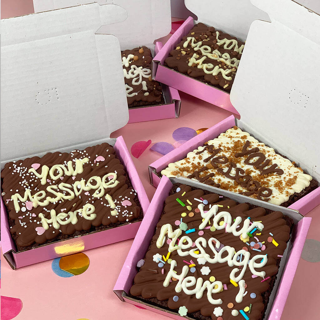 Mini personalised brownie slab by ruby the cake artist