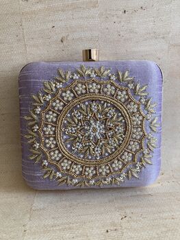 Purple Mandala Design Square Clutch, 2 of 8