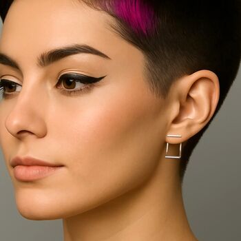 Gold Curved Rectangle Ear Jackets, 4 of 7