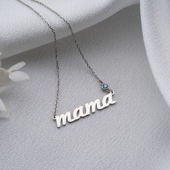 Sterling Silver Mama Birthstone Necklace, 3 of 9