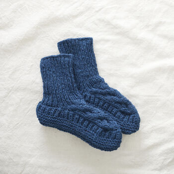Fair Trade Cable Knit Wool Unisex Slipper Socks, 7 of 12