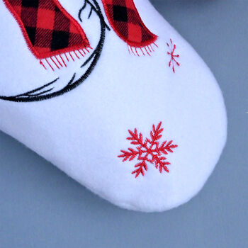 Personalised White Tartan Stocking With Snowman, 5 of 5