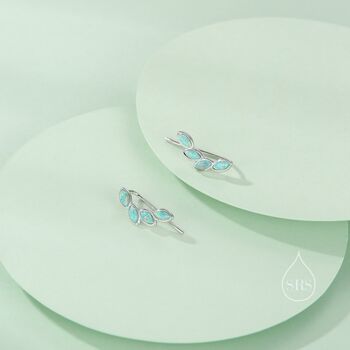 Aqua Green Opal Cluster Crawler Earrings, 4 of 9