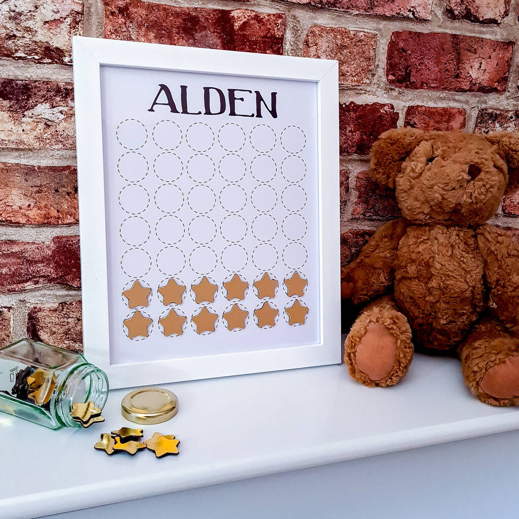 Kids Magnetic Reward Chart With Gold Star Magnets, 1 of 2
