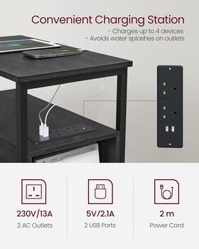 Slim Side Table Charging Station Drawers, 4 of 8