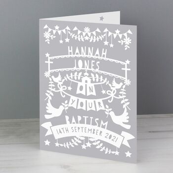 Personalised Grey Papercut Style Card, 2 of 3