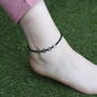Butterfly Charm Black Beaded Nazar Slim Anklet Payal, thumbnail 3 of 3