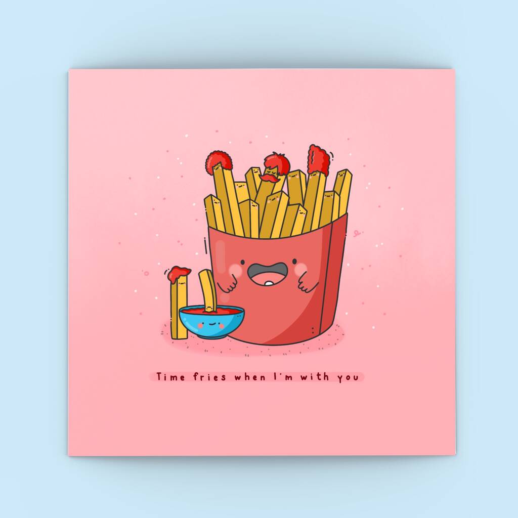 Cute French Fries Greetings Card By Toastedink