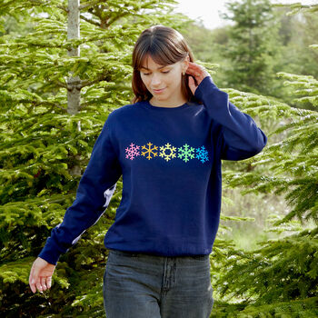 Neon Rainbow Snowflakes Christmas Sweatshirt Jumper, 3 of 7