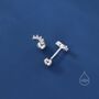 Extra Tiny Curved Bar Cz Screw Back Earrings In Sterling Silver, thumbnail 3 of 12