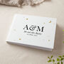 Moon And Stars Personalised Initials Wedding Guest Book, thumbnail 1 of 3