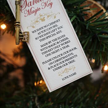 Santa Claus Magic Key Personalised Christmas Eve Box Tree Decoration Hanging Ornament, 5 of 9