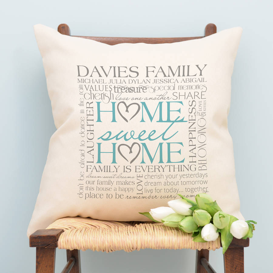 personalised home sweet home cushion by cherry pete ...