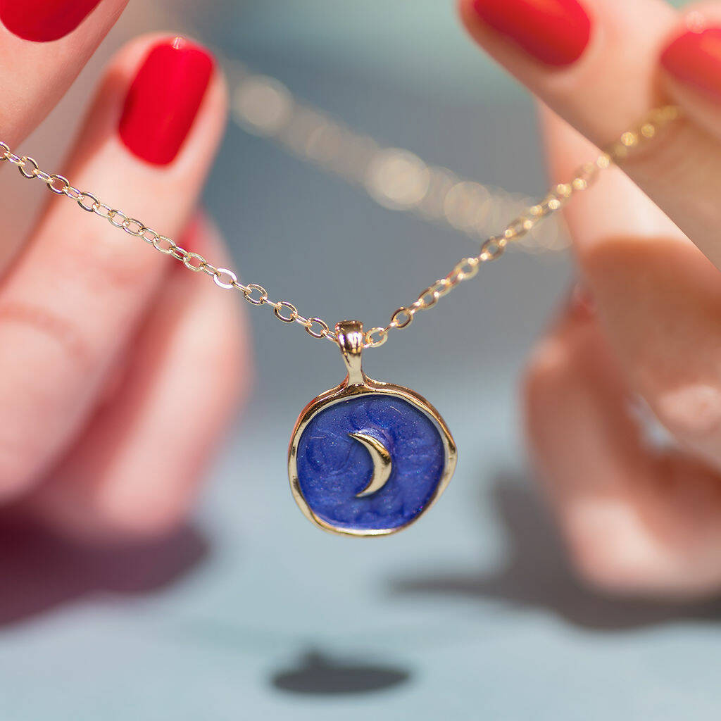Blue Moon Croissant Necklace - Zenee.in