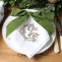 Christmas Monogram Embroidered Linen Hemstitch Napkin, thumbnail 3 of 4